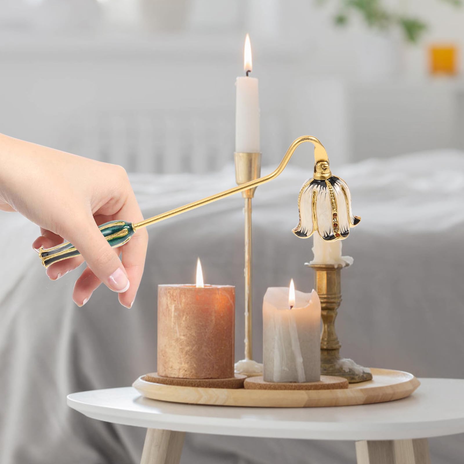 Veemoon Estintore con in Metallo Oro per Spegnere Stoppini per Candele Prolunga la Durata della Candela, per Decorazioni Domestiche Eleganti