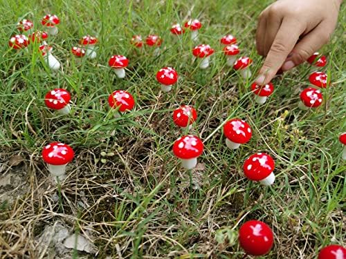 zhqinger 100 pcs Mini Foam Mushroom Foam Cherry Simulation Artificial Mushroom for Garden Ornament Flower Pot Micro Landscape Decoration