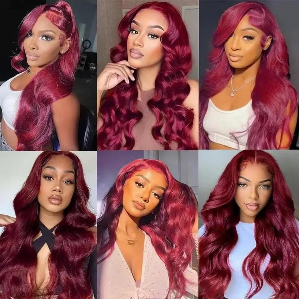 Haarpflege Rot Burgund Farbe Lose Welle 13X4 Full HD Spitze Frontal Glueless Perücke Für Frauen Vorgezupft Hitzebeständige Faser