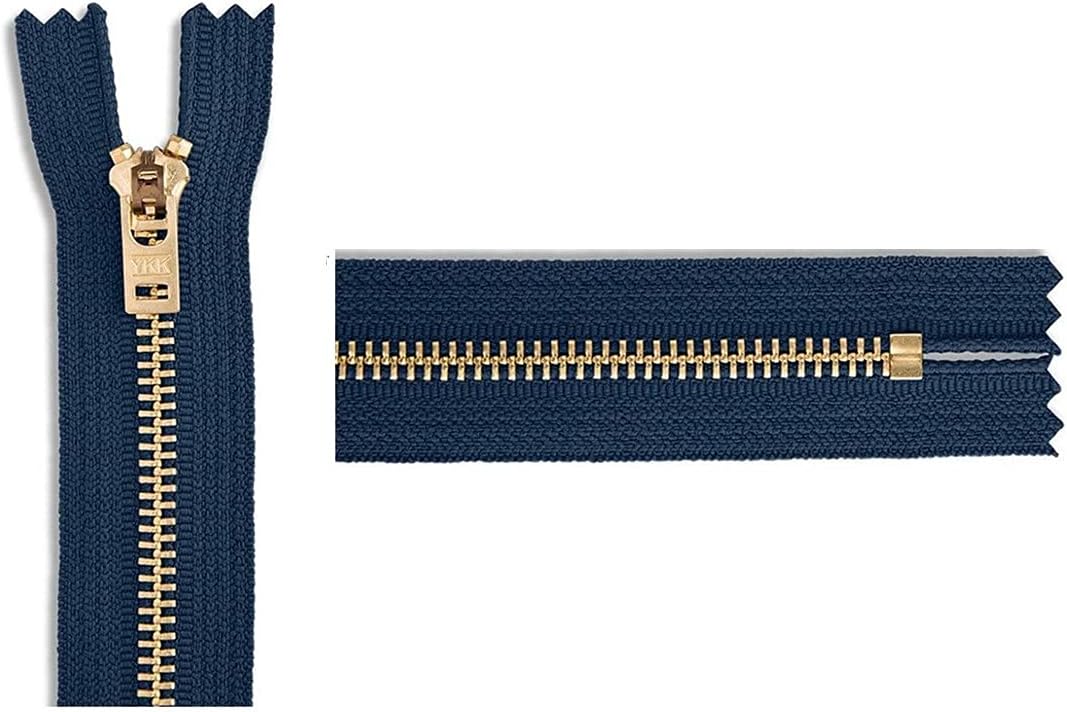 #5 Brass Jeans/Pants Navy Medium Weight YKK Zippers - Color Navy #560 - Choose Your Length - Made in The United States (1 Zipper Per Pack) (4" Inches)