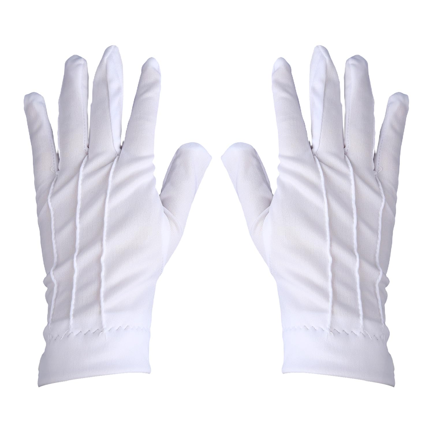 Hopzab 1 Pairs White Cotton Gloves with Snap Closure for Formal, Tuxedo, Jewelry Inspection, Police, Parade, Catering, Soft Moisturizing Reusable Gloves
