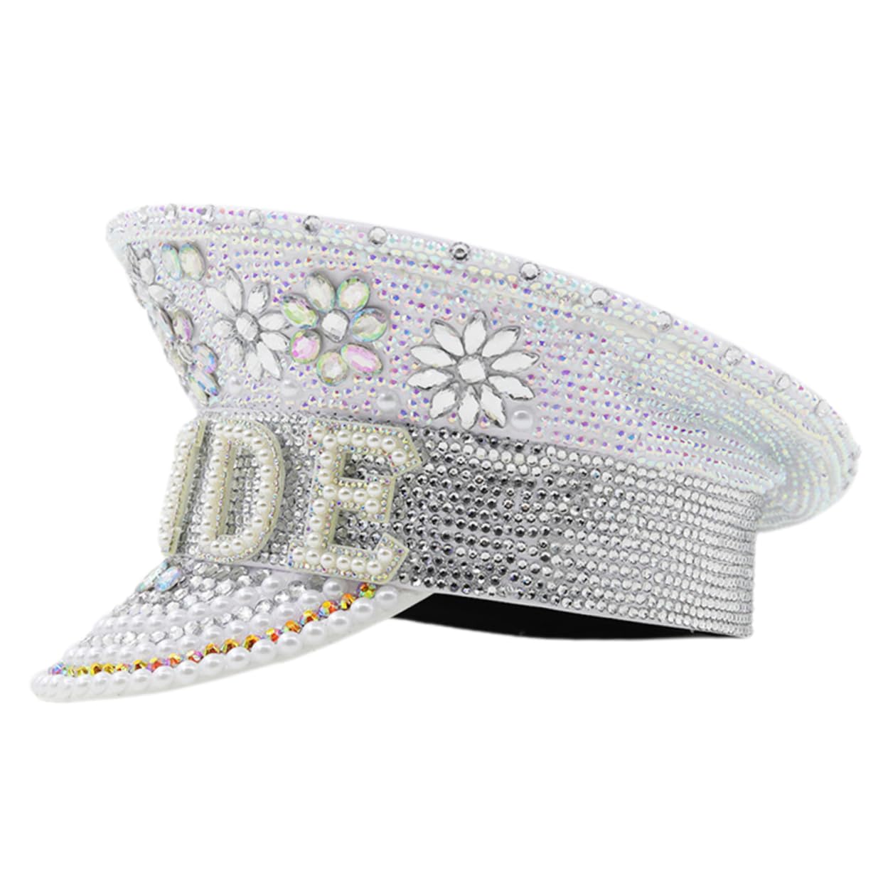 CHILDWEET Sombrero de Novia Blanco Gemas, Cuero para Bodas y Fiestas