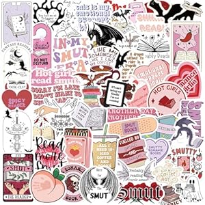 52 calcomanías de libro para Kindle, paquete de calcomanías de libro para lectores adultos, calcomanías de vinilo picantes para laptop, lector de libros electrónicos, botella de agua, holográfica,