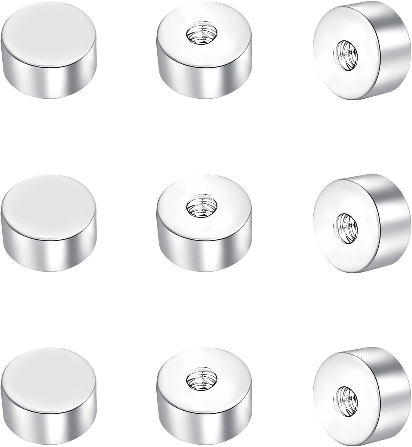 15 Pack Round Screw Backs for Earrings, Universal Threaded Earring Caps, Suitable for Flat Back Earrings, Hypoallergenic