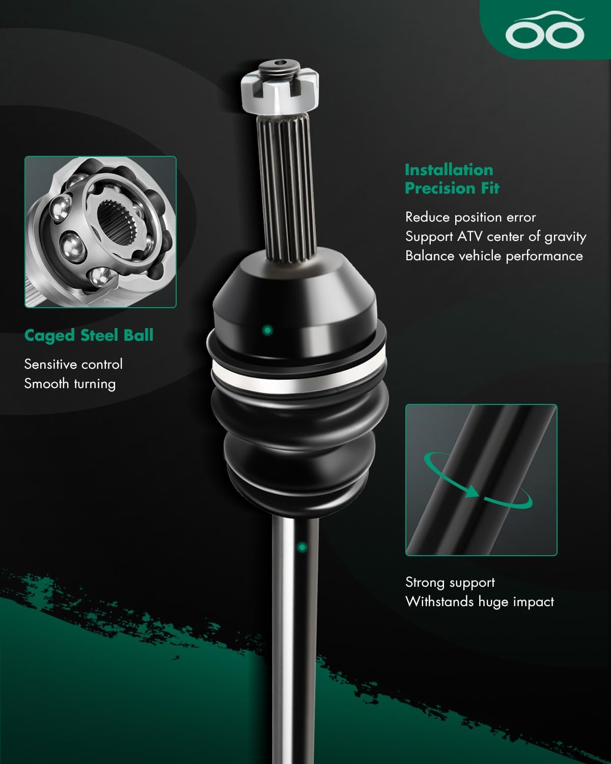 SCITOO Front CV Axle Fit For 2018 for Polaris Ranger 500 2015-2018 for Polaris Ranger 570 2015 for Polaris Ranger Crew 570 Front Left Right Drive Shaft CV Axle 1333238