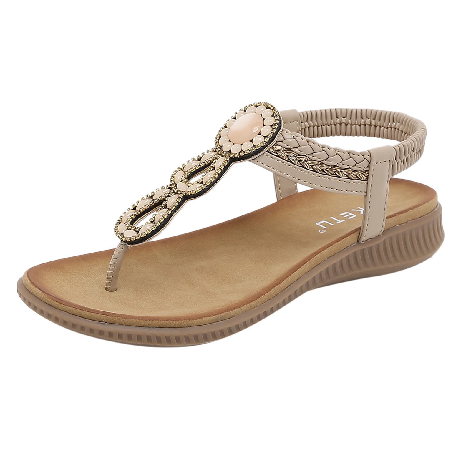 BAtlam Sandali da Donna, Zeppe, Sandali Elastici, Sandali da Spiaggia, Infradito,C,40