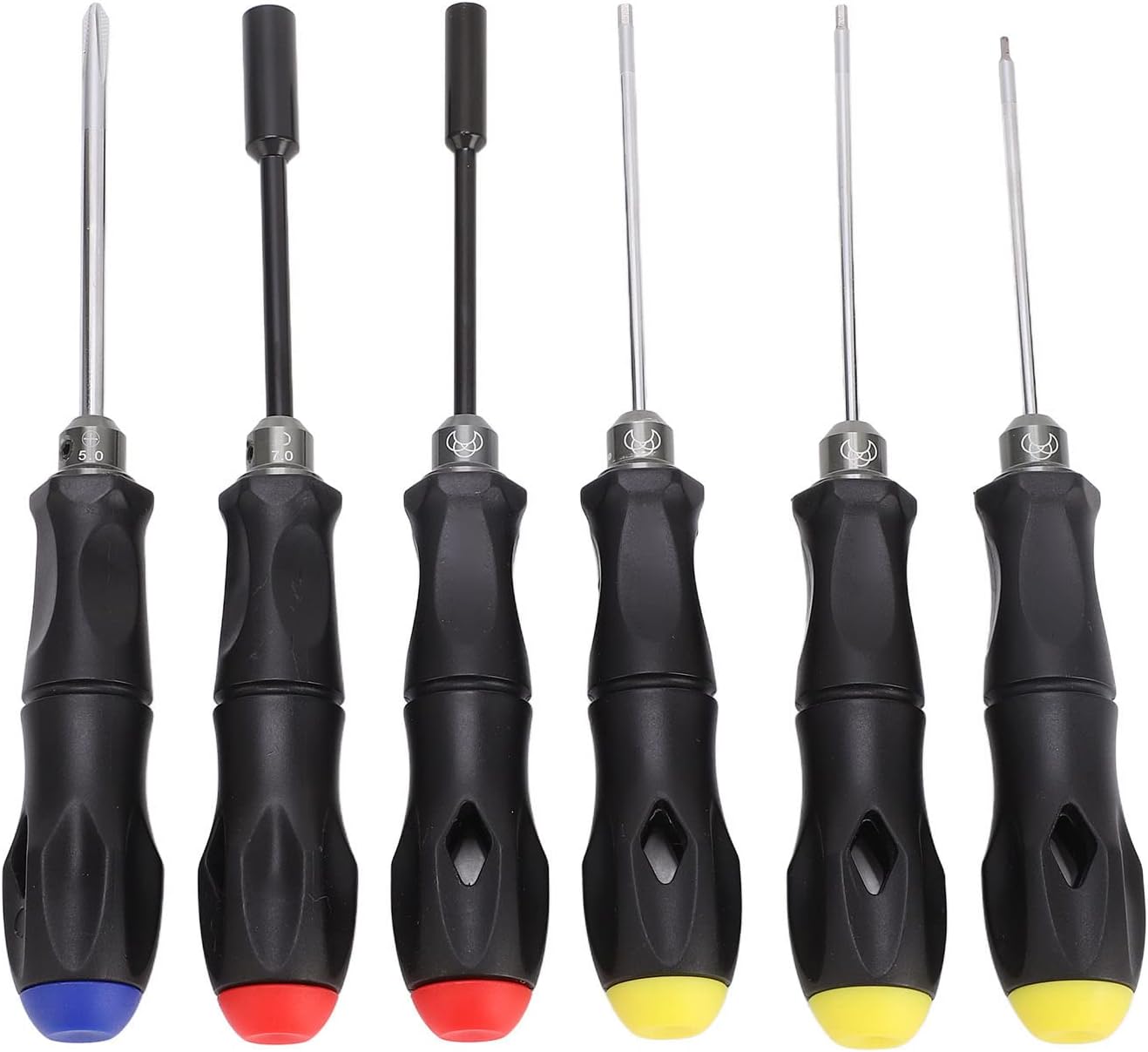 6 Pieces RC Repair Tool Set, High Hardness Steel RC Screwdriver Kit with Nonslip Handle, Durable Hex and Cross Screwdrivers for RC Cars Helicopter Drone Boat Model Airplane