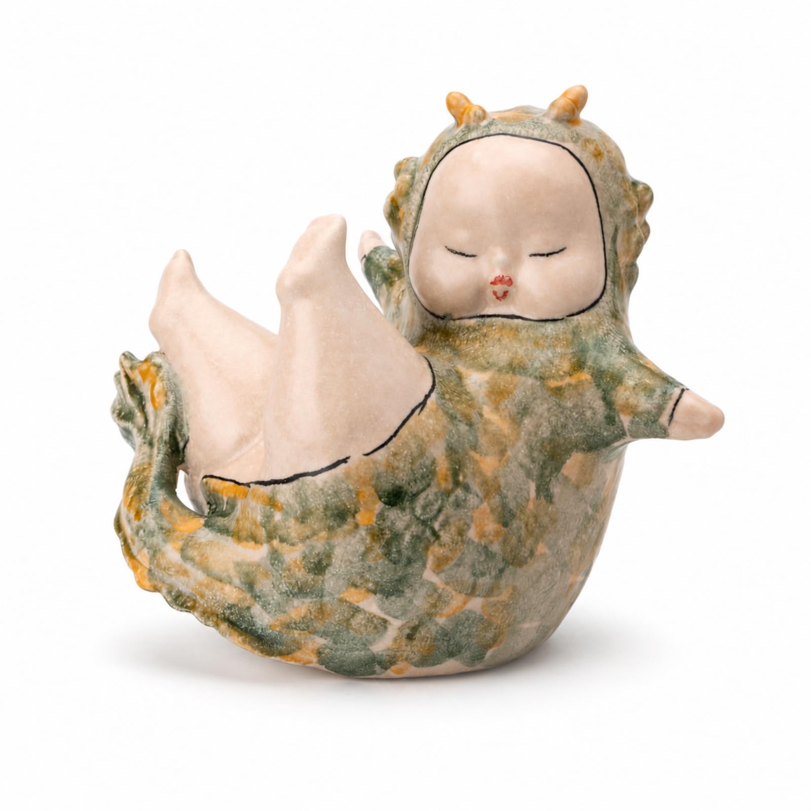 Scultura in Ceramica Statua Figura in Piedi con Bambino Soprammobile Moderno con Effetto Artigianale Adatta per Ingresso Sala Corridoio Consolle Studio
