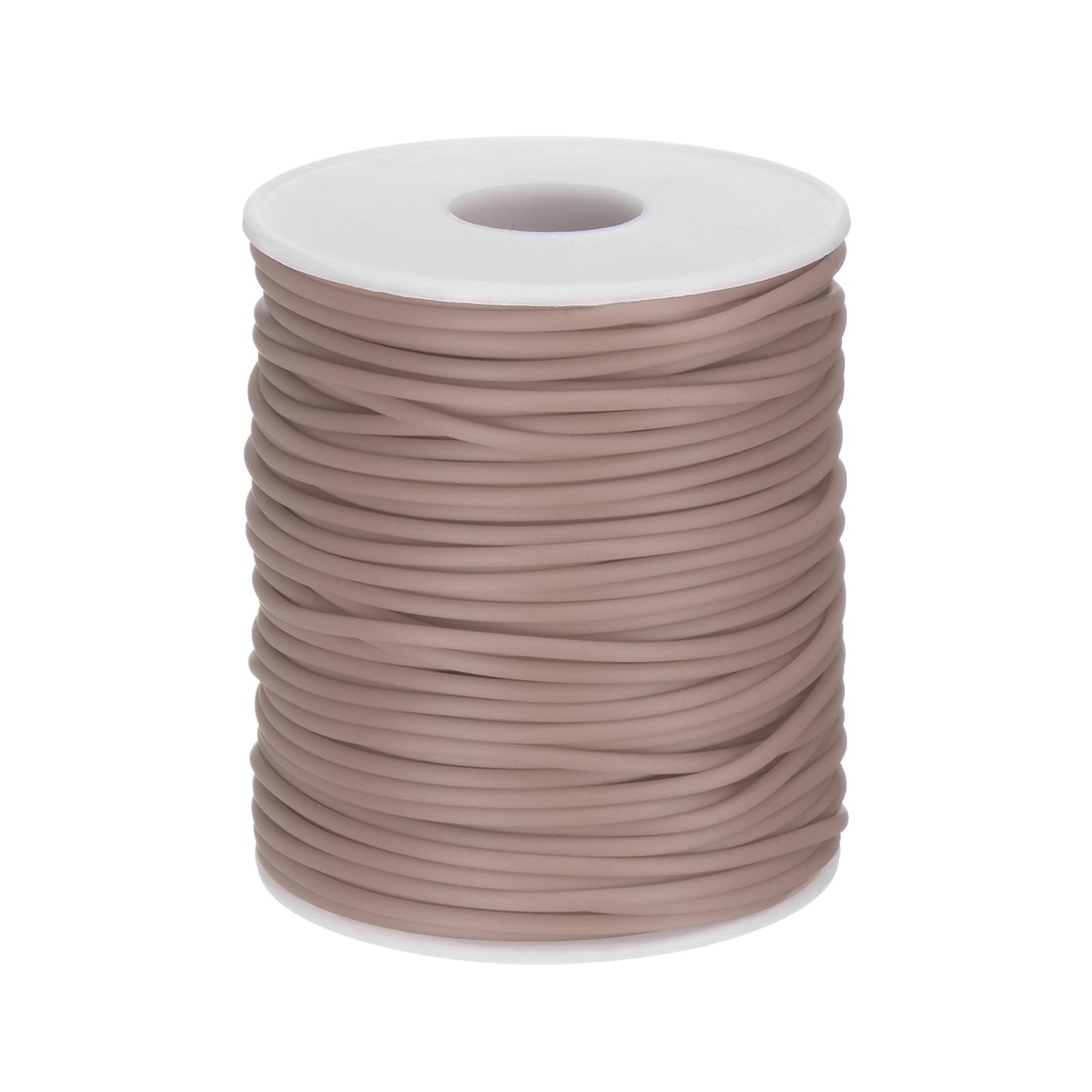 Cordon creux en caoutchouc silicone marron rose 2mm pour création bijoux diy