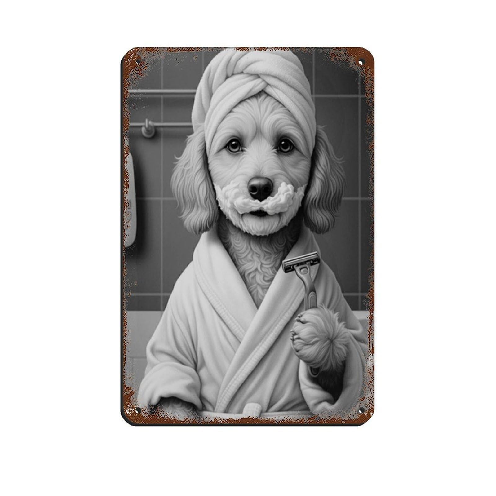 Cockapoo Bathroom Art Retro Poster Metal Tin Sign Chic Art Retro Iron Painting Bar People Cave Cafe Family Garage Poster Wall Decoration 8x12inch(20x30cm)