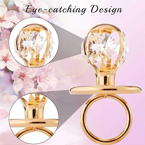 Miniatura 5 de Matashi Adorno de chupete de bebé chapado en oro de 24 quilates con cristales para la primera Navidad del bebé y colgante colgante – Gran regalo