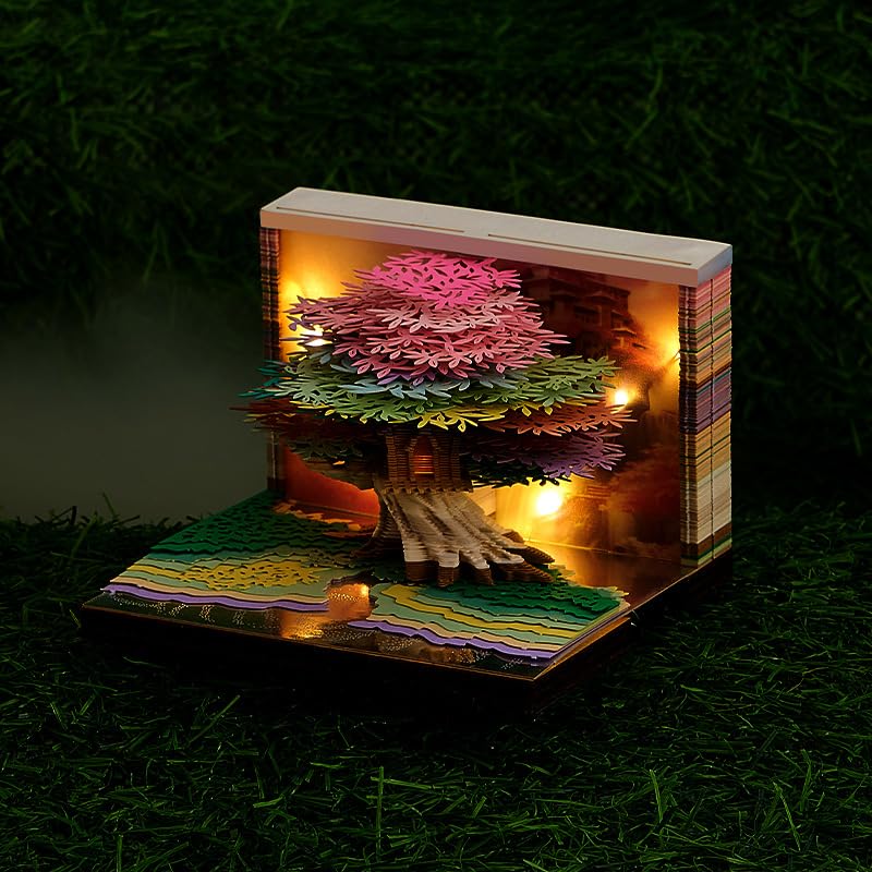 Kalendarz na biurko 3D, kalendarz na biurko 2025 ze światłem LED, kalendarz 3D, notatnik 3D, papierowy, do rzeźbienia, prezent, na Boże Narodzenie, dekoracja biurka