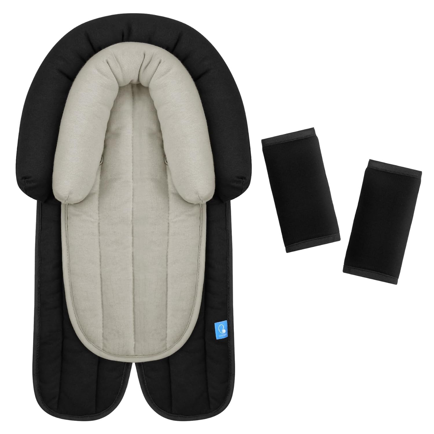 INFANZIA Réducteur de siège universel 2 en 1 avec rembourrage de ceinture, appui-tête pour nacelle, poussette et sièges auto - Noir