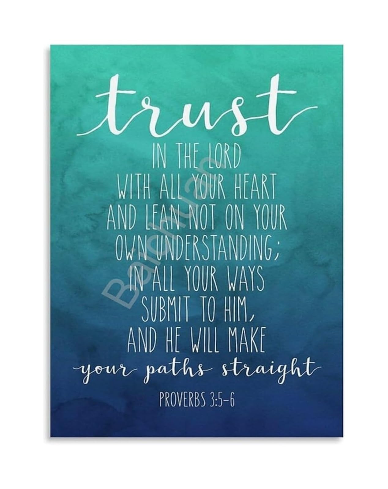 SSOPTMCB Inspirational Bible Verse Poster Proverbs 3 5 6 Trust In The Lord Vintage Print For Home Office And Church Decor(Framed,08x12inch(20x30cm))
