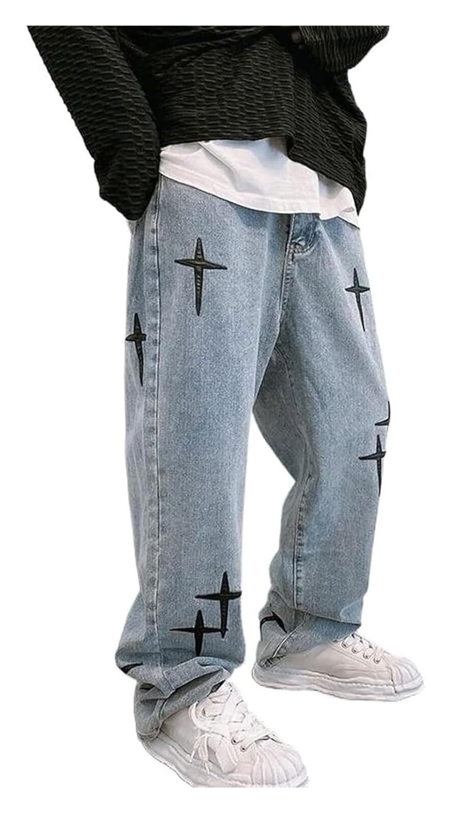 Męskie workowate dżinsy Y2k Hip Hop nadruk workowate dżinsy cargo luźny krój spodnie z przodu luźny krój dżinsy luźny krój spodnie na co dzień dla chłopców mężczyzn