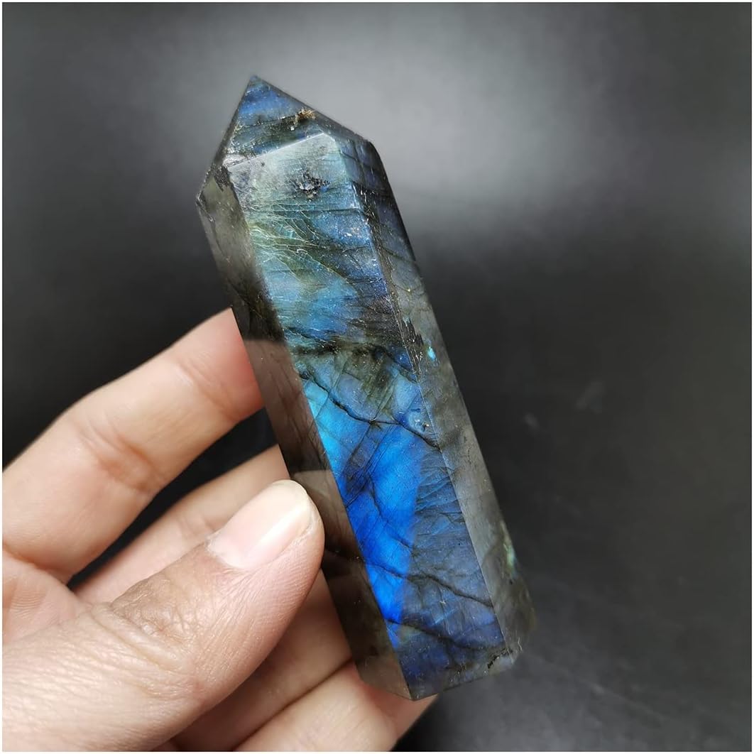 Crystal Stone Home Decor 80-90mm Natural Crystal Labradorite Hexagonal Column Point Wand