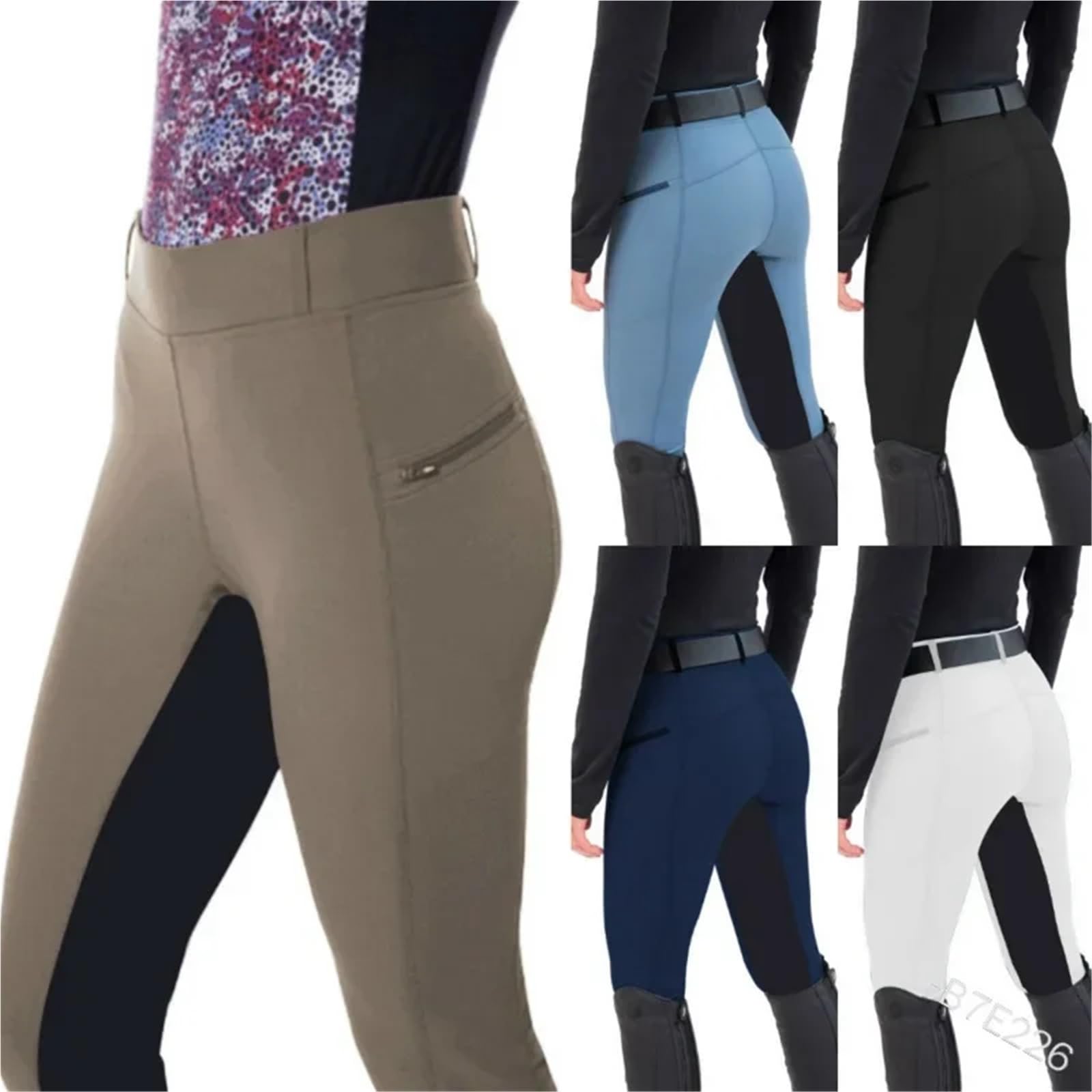 Mallas De EquitacióN Pantalones casuales de equitación for mujer, ajustados, con cremallera, cómodos y largos