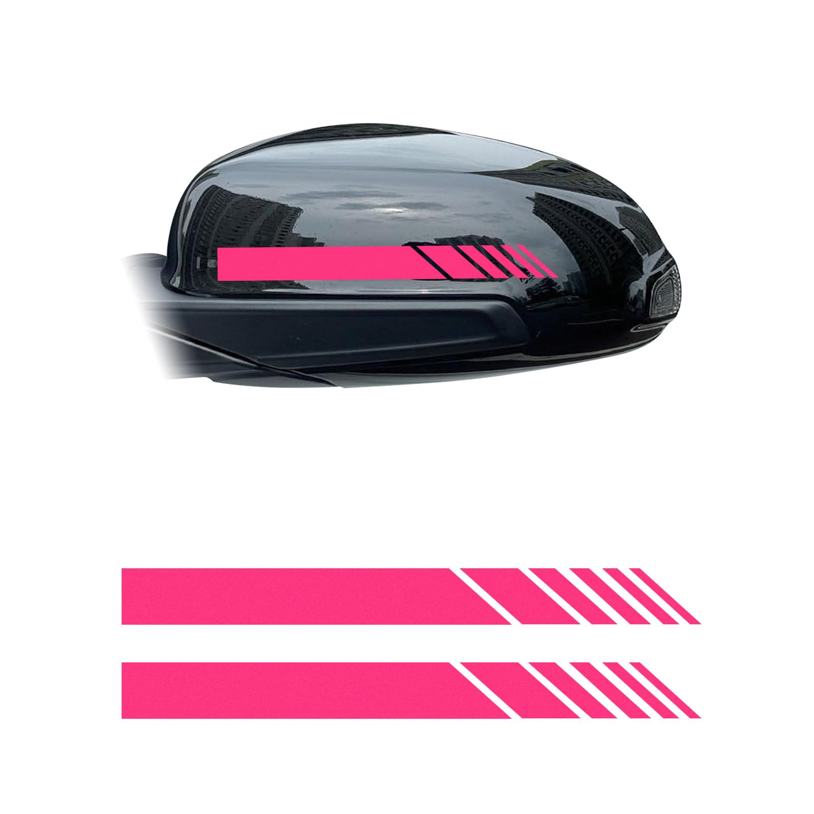 Augeny 2 PCS Car Rear View Mirror Stickers, Waterproof Vinyl Auto Side Rearview Mirror Stripes, Universal Reflective Anti-Collision Striped Warning Decal for Most Vehicles (Pink)
