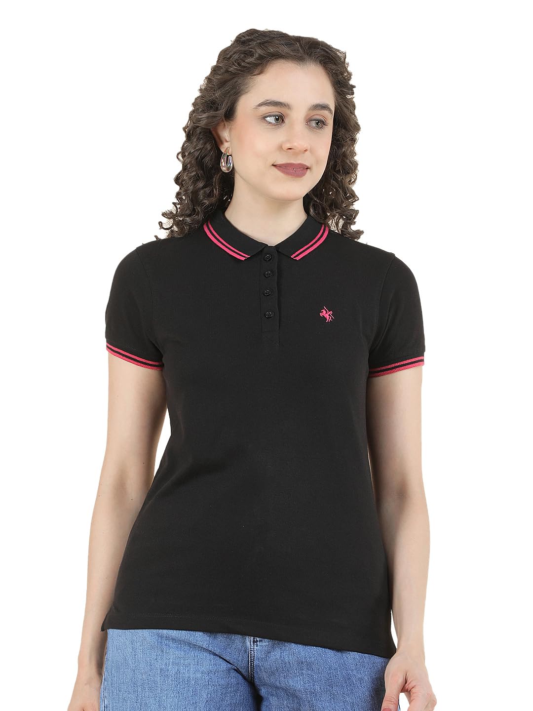 cantabil Women's Solid Poly Cotton T Shirt | Polo Neck | Half Sleeve |Regular Fit-picture-23