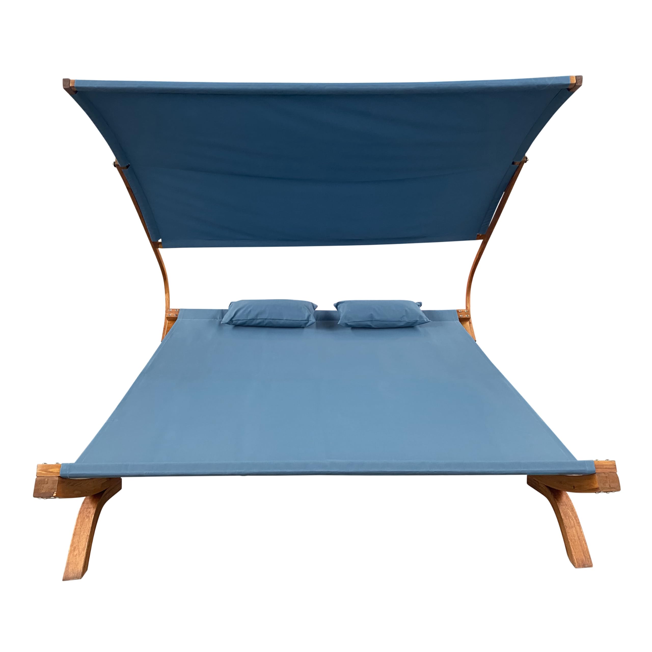 AXI Mallorca Chaise Longue de Jardin en Bois pour 2 Personnes | Lit de Jardin XXL avec Toit Solaire pour l'extérieur | Bain de Soleil Double en Bleu