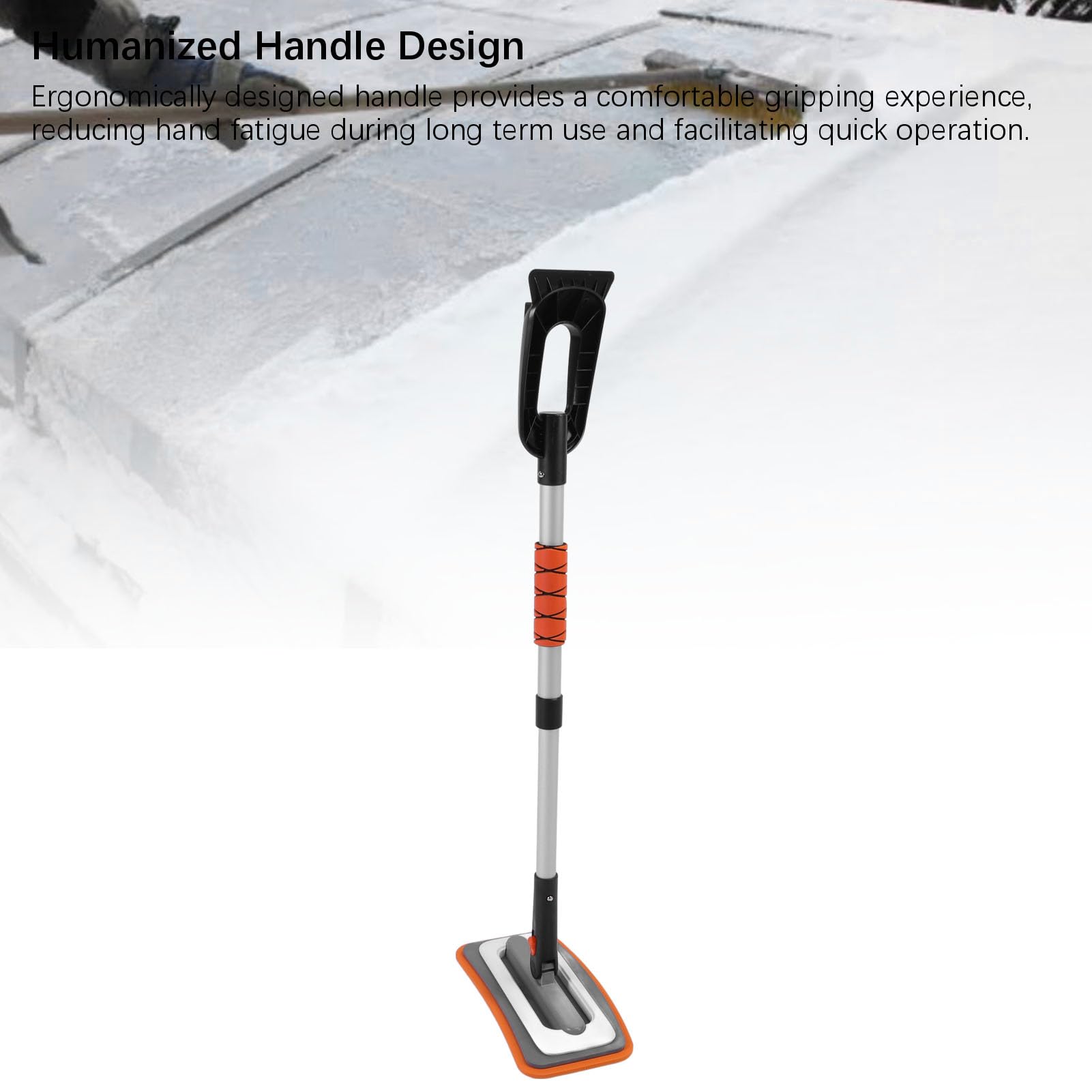 Wakects Raschietto per Ghiaccio per Parabrezza per Auto, in Lega di Alluminio, per Scopa da, con Manico Ergonomico in EVA, Design Leggero e Pieghevole, per Finestrini dell'Auto, Uso Domestico