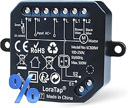 LoraTap Wifi Roller Shutter Module, 0-100% Adjustment, Smart Life App and Alexa Voice Control, for 2 Button Switch (Toggle / Momentary) 2.4GHz 47×48×16mm 300W