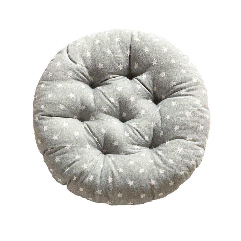 JK Home Soft and Comfortable Round Chair Pad Seat Cushion for Dining Living Room Office Chairs Grey-Star 50x50cm