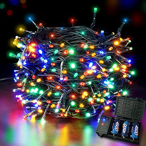 Lichterkette, batteriebetrieben, 40 m, 300 LEDs, wasserdicht, für den Außenbereich, Weihnachtsbeleuchtung mit 8 Modi, Timer, LED-Lichterkette für Weihnachten, Hochzeit, Party, Dekorationen, mehrfarbig Cover