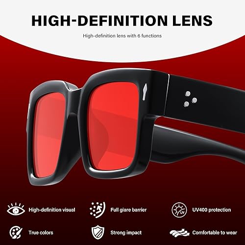Miniatura 5 de KUGUAOK Lentes de sol rectangulares de moda para hombres y mujeres, estilo retro de los años 90, lentes de sol con marco cuadrado, lentes de sol
