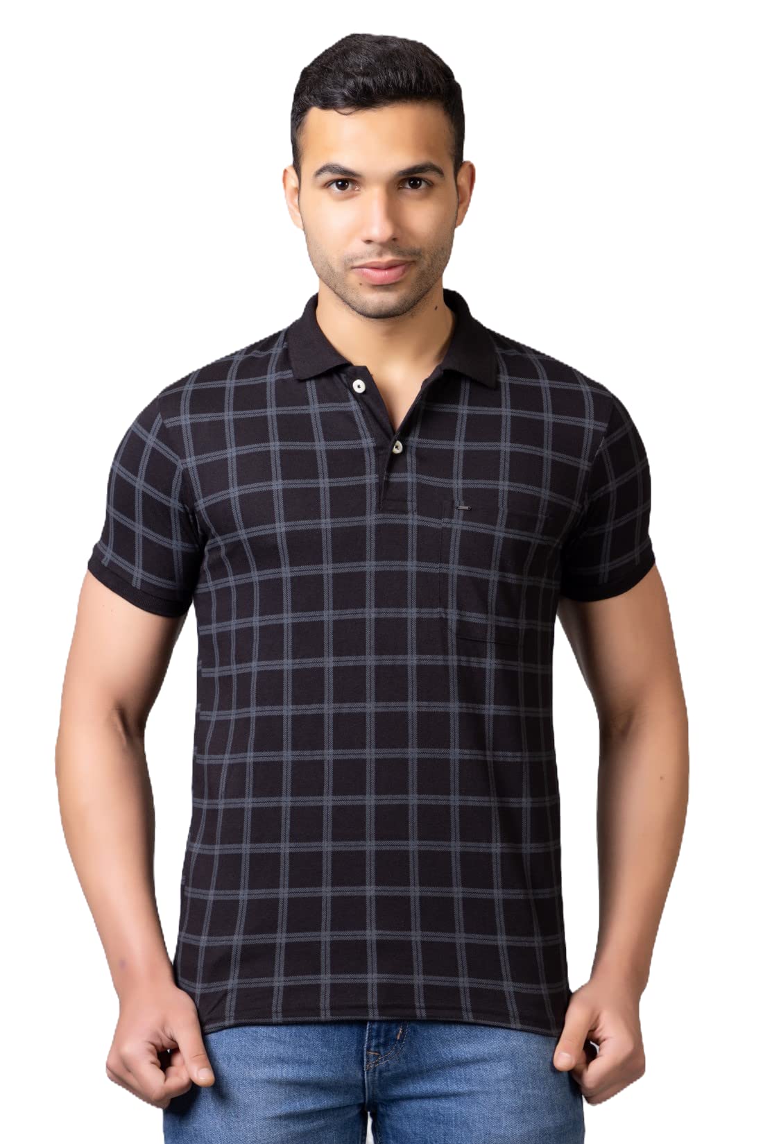 proriders Half Sleeve 100% Pure Cotton Fabric Collared Regular Fit Men's Polo Checkered Tshirt with Pocket for Casual wear-picture-27