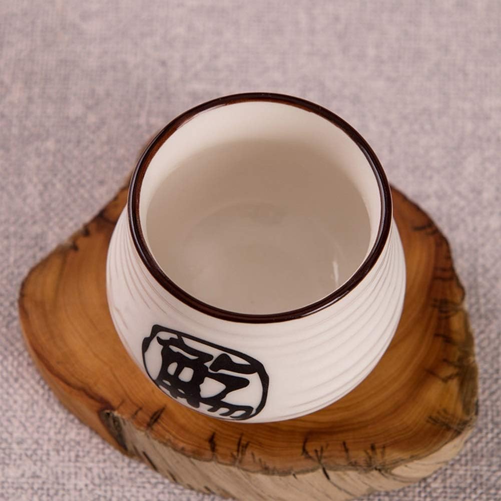 Sake Set Japanese Style Traditional Retro Porcelain Crafts White Ideal for Japanese Sake (Design : B-with Tray) (B)