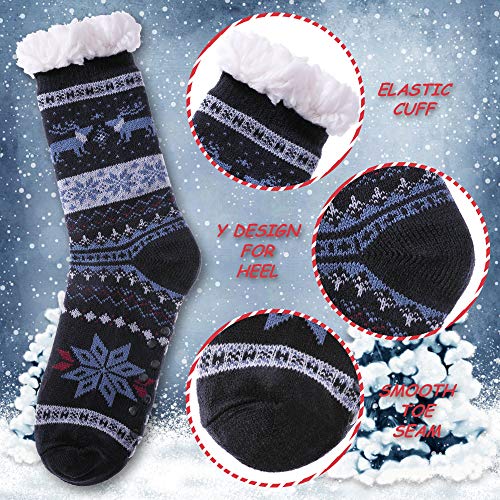 DYW Mens Fuzzy Slipper Socks Warm Thick Heavy Thermal Fleece lined Fluffy Winter Non Slip Socks3