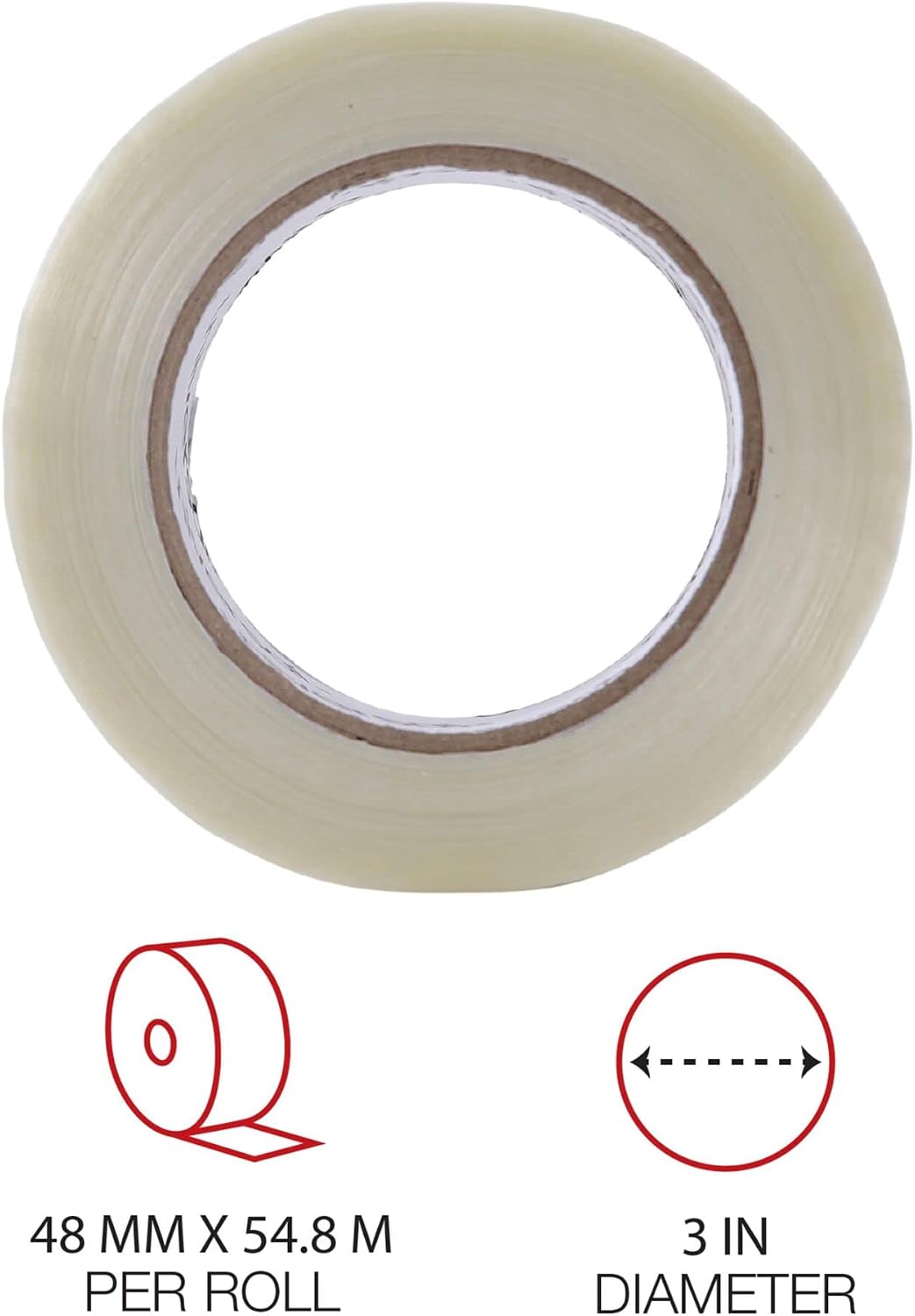 Universal One 11" 0# Utility Grade Filament Tape, 48mm x 54.8m, 3" Core, Clear (30048)