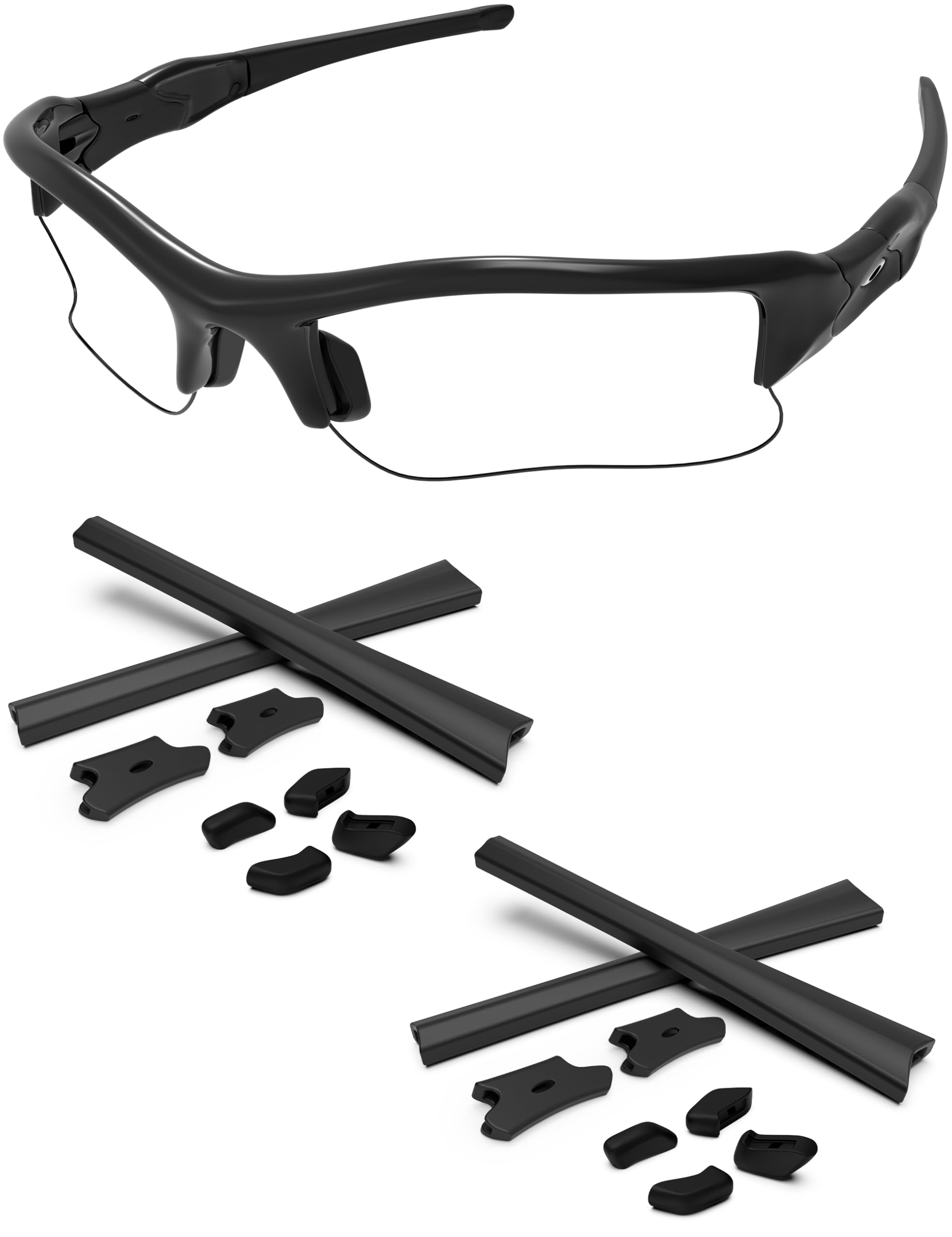 Replacement Nose Pieces &amp; Ear Socks Rubber Kits for Oakley Flak Jacket OO9008/Flak Jacket XLJ OO9009