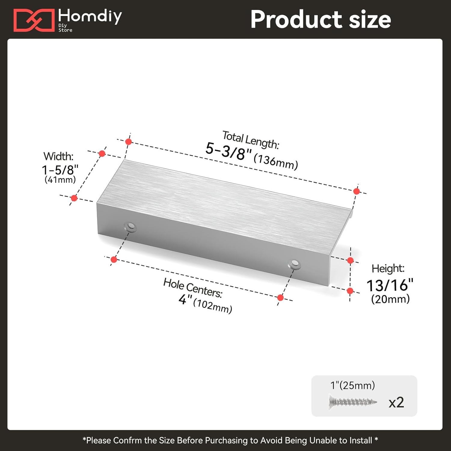 homdiy 10 Pack 4inch(102mm) Brushed Nickel Edge Finger Pulls Cabinet Handles for Kitchen Cabinets Drawers Dresser Concealed Mount Flat Hardware Aluminum Alloy 5 Inch