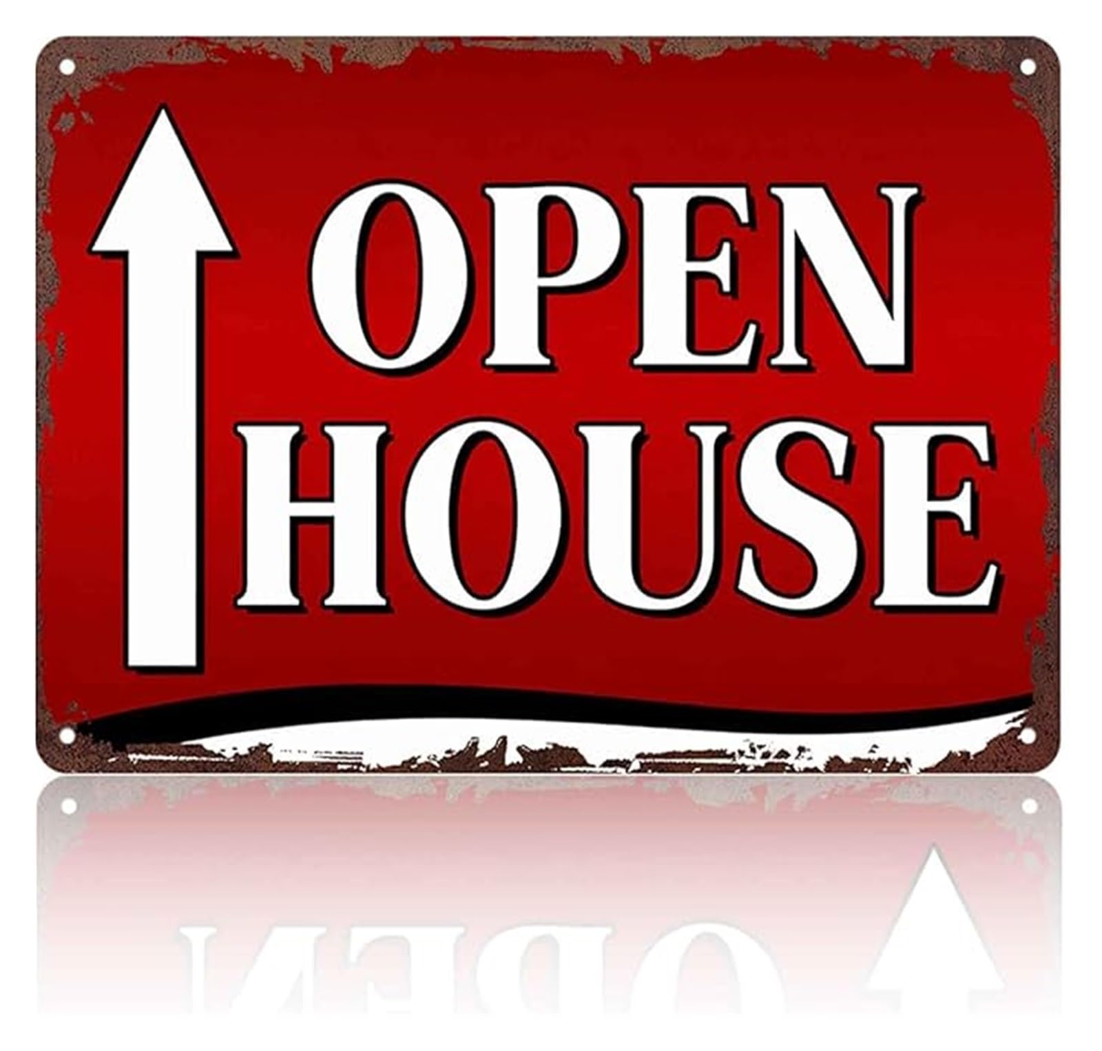 EKFBQBGW Aluminum Directional Sign Funny Open House Arrow for Reception Area 8 X 12 in