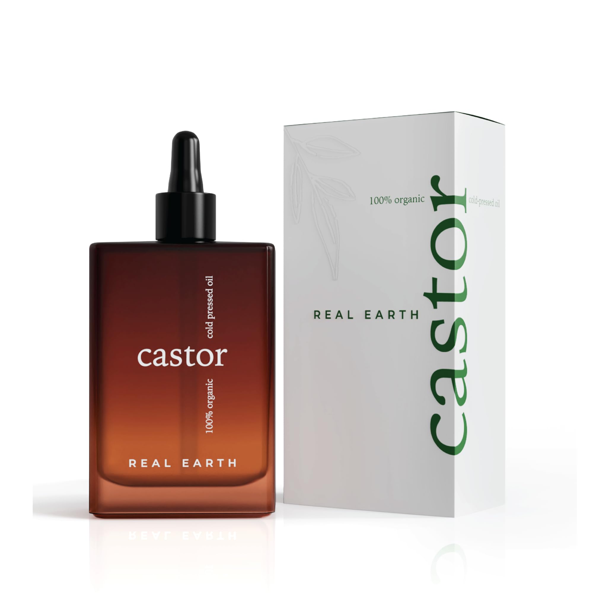 Real Earth Aceite de Ricino Orgánico 100% Puro y Natural. Castor Oil Organic Cold Pressed - Aceite de Castor Crece Pelo, Pestañas y Cejas Natural - Prensado en Frío y Vegano - 100ml