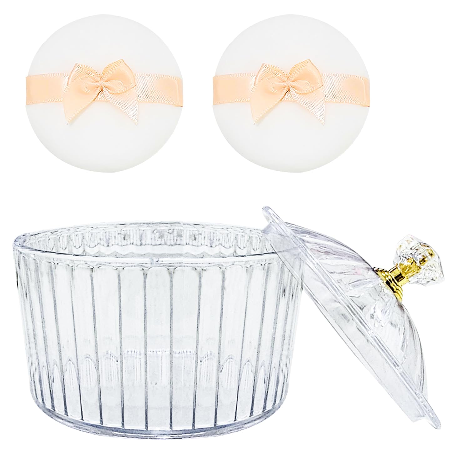 3 Pcs Body Powder Puff and Container Face Body Powder Puff Plastic Body Powder Puff Dish Fluffy Soft Large Powder Puff for Women(Roman jar Shape)