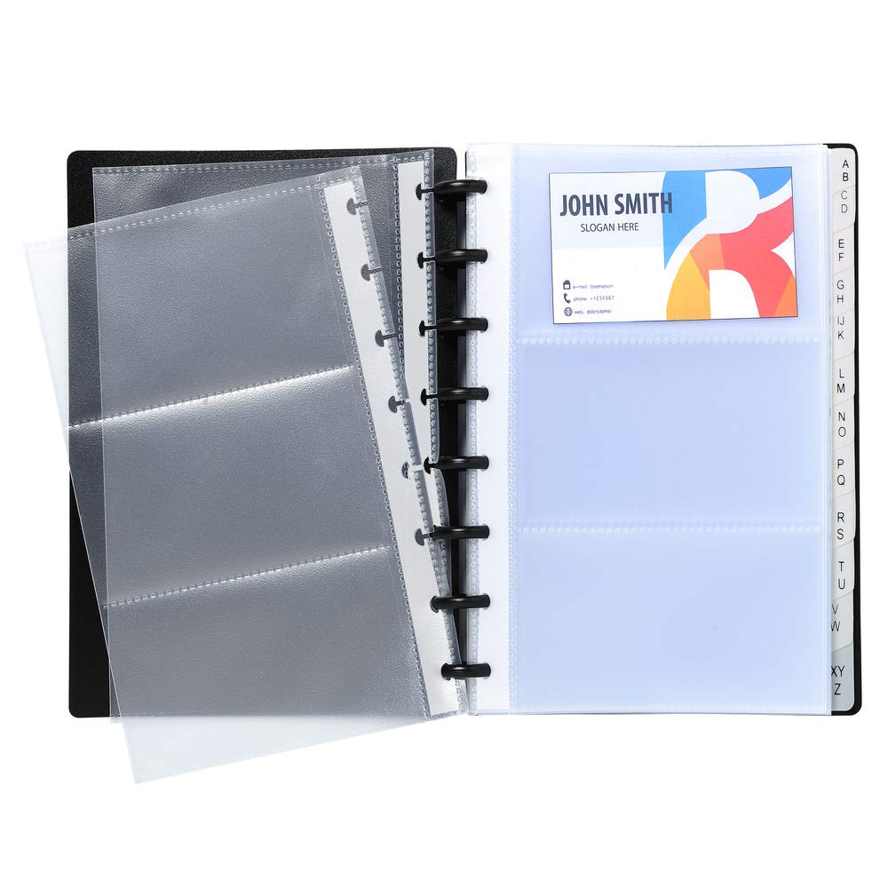 Exacompta 75151E - Porta-tarjetas de visita con anillas, A5, color negro