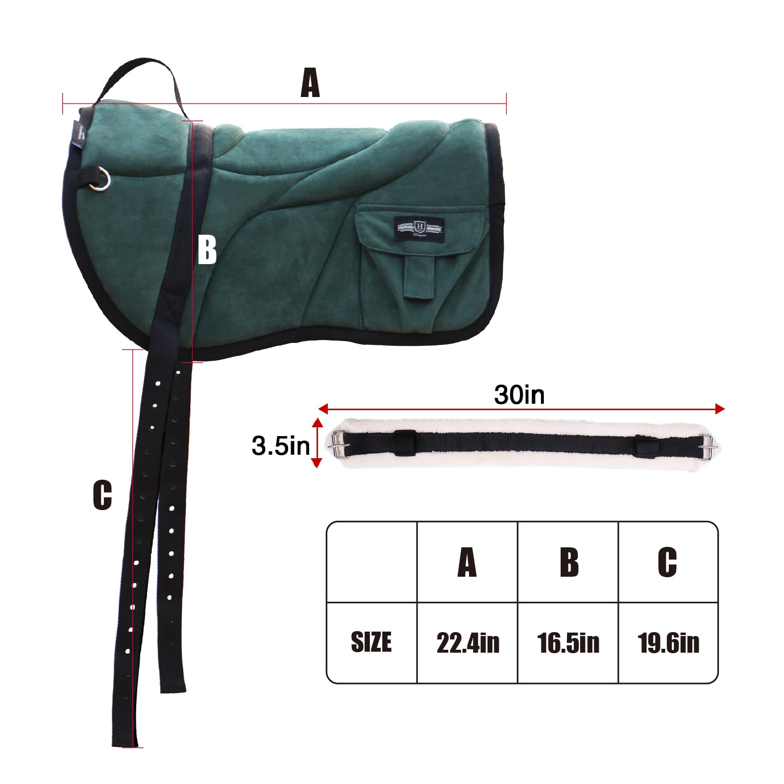 Harrison Howard Almohadilla de diseño ergonómico con bolsillos laterales, centro extragrueso para un máximo apoyo, antideslizante, viene con contorno a juego, color verde cazador