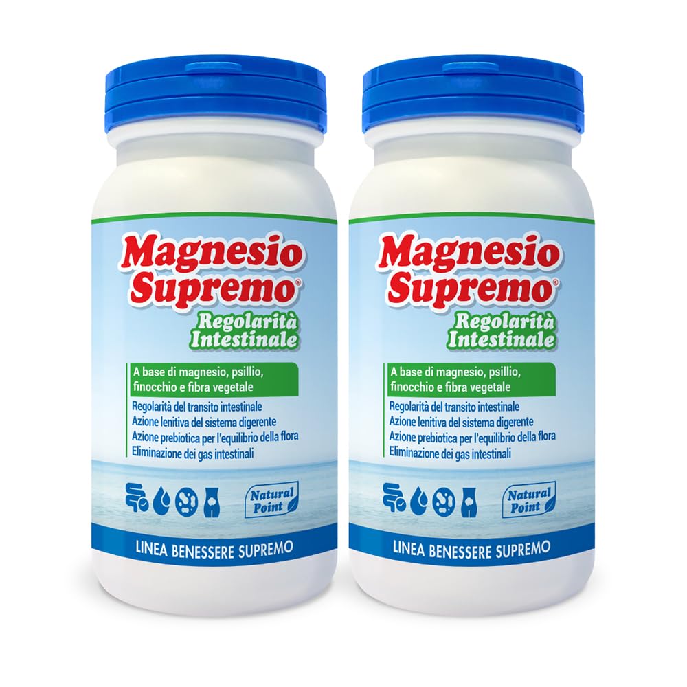 Regolarità Intestinale Integratore 350 g, 2x175 g | Magnesio Citrato In Polvere, Elevato Assorbimento, con Psillio Finocchio Guar, Benessere Intestinale, Azione Prebiotica