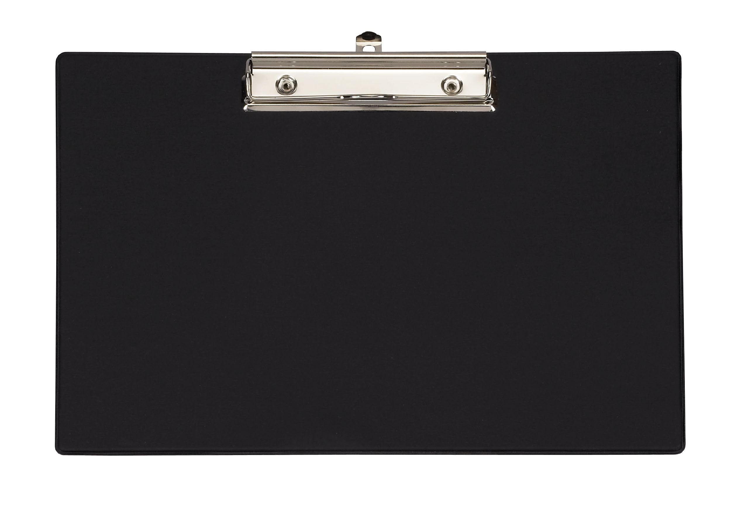 MAUL A4 Clipboard Cardboard with Foil Writing Board Landscape Format Clipboard with Modern Clip for Storage of Paper for Office, Kitchen and Workshop, Black