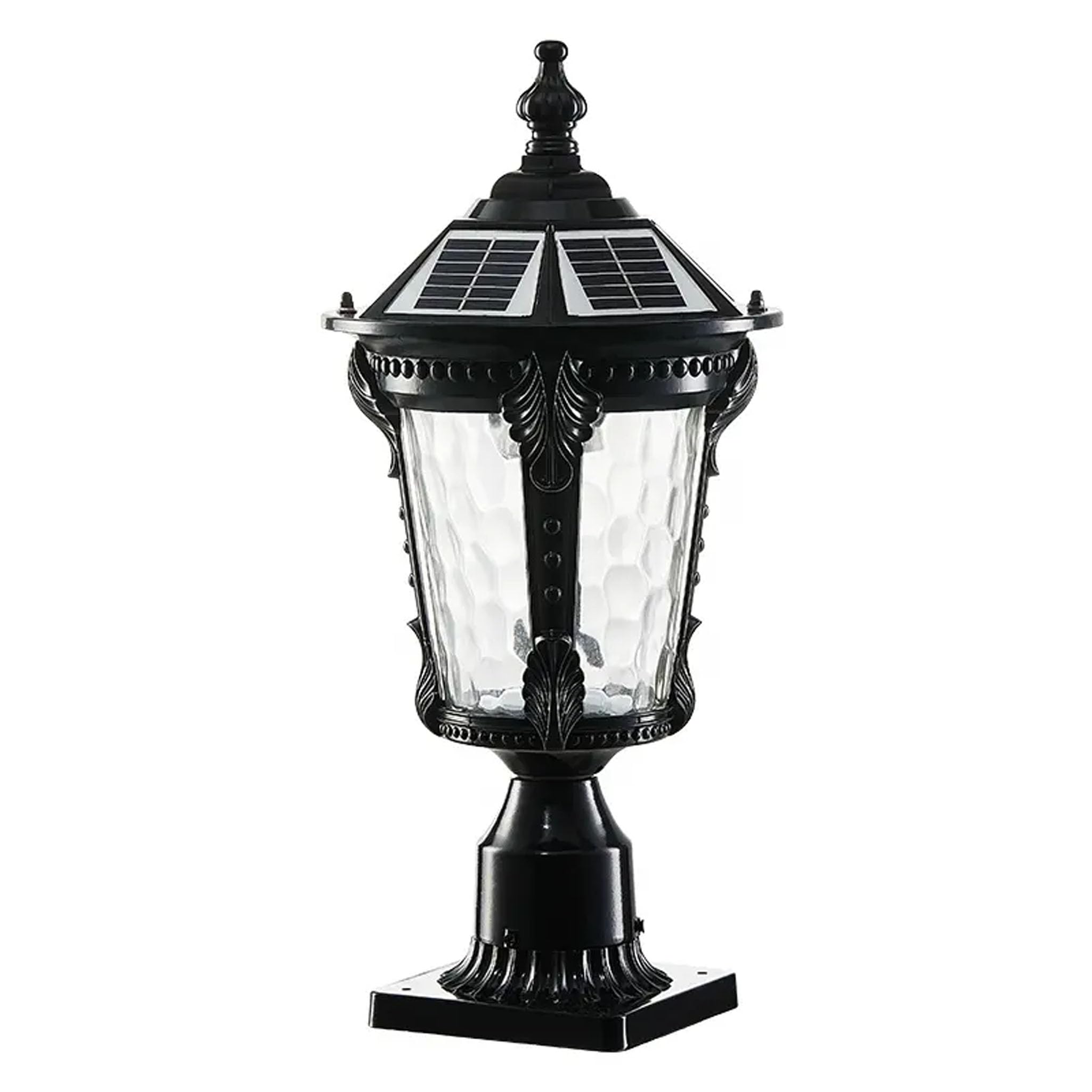 Arnusa Solar Sockelleuchte schwarz Aluminium Glas Außenleuchte kabellos mit Fernbedienung Gartenleuchte Wegeleuchte Solarlampe Solarleuchte Gartenbeleuchtung 50 x 24 cm