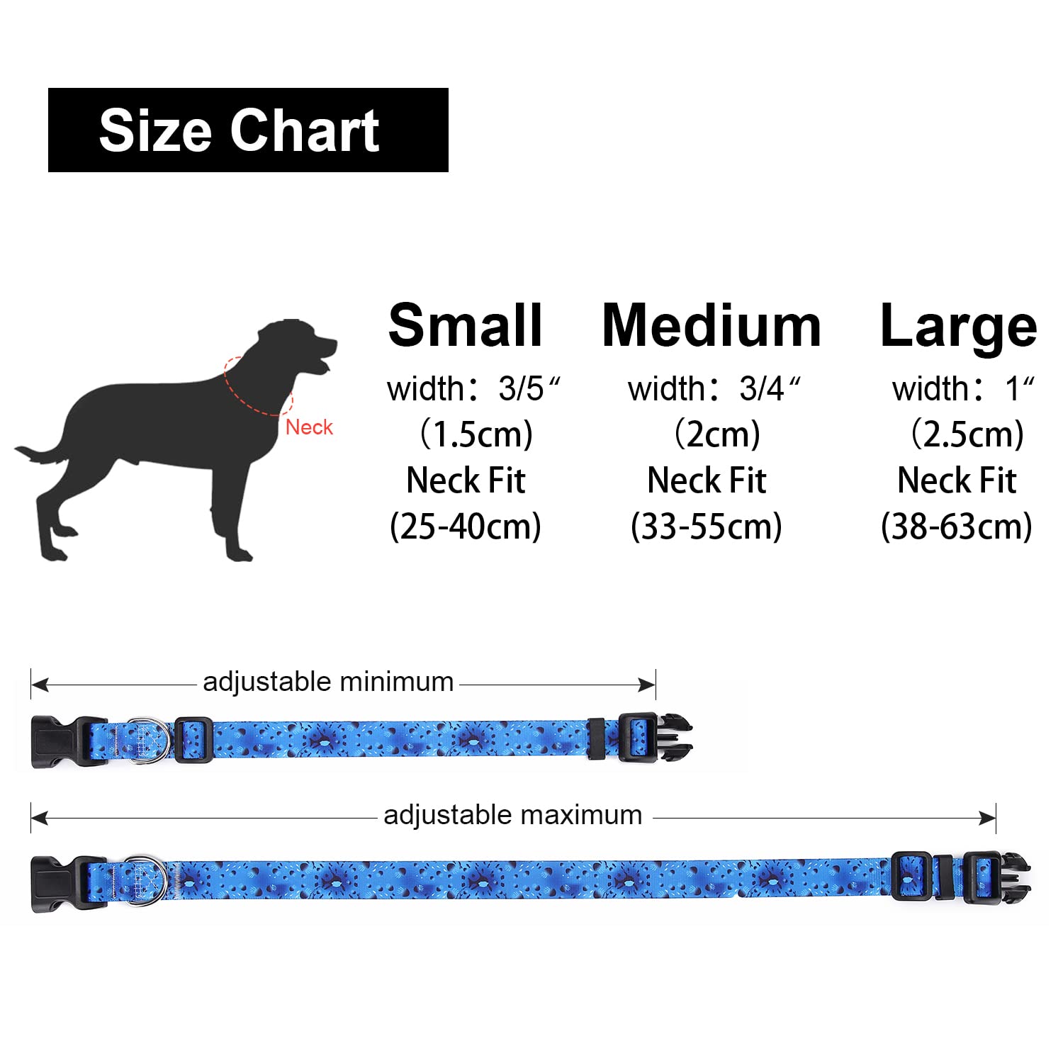 Suredoo Adjustable Nylon Dog Collar with Patterns, Soft Comfy Pet Collar for Small Medium Large Dogs (L, Blue Ocean) - Image 4