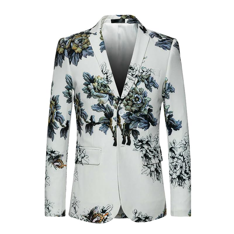 Blazer à motif floral pour homme veste ajustée deux boutons