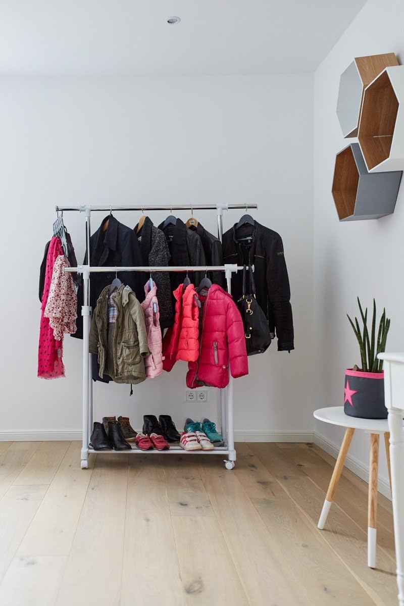 Holiday Deals 🛒 Store. It 670124 XXL Rollkleide Stand Double Clothes Rail, Metal, Plastic, white, 90 x 44 x 95 cm Super Cheap 🛒 Store. It 670124 XXL Rollkleide Stand Double Clothes Rail, Metal, Plastic, white, 90 x 44 x 95 cm
