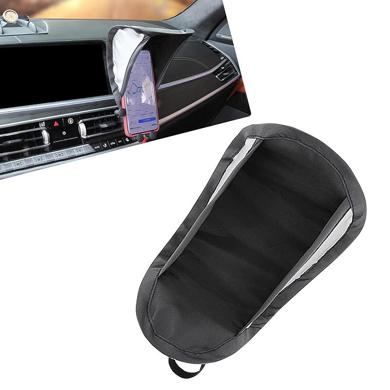 Shakas Quebra-Sol Dobrável para Celular em Suporte Automotivo, Tecido Prateado, Preto