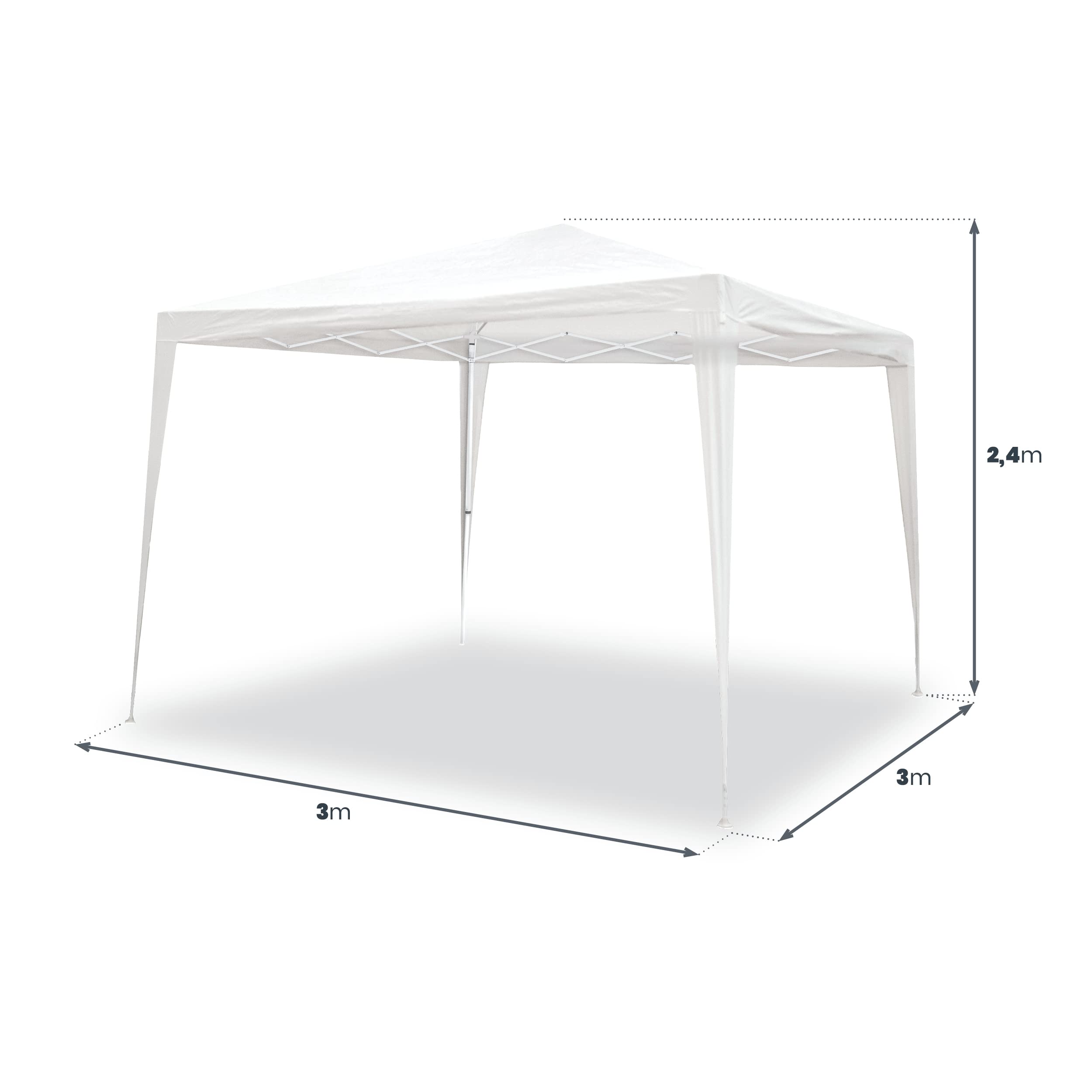 SMARTSUN Carpa Plegable 3x3m Javea Blanca Impermeable - Jardín Playa Campo Terraza - Bolsa de Transporte, Piquetas y Vientos