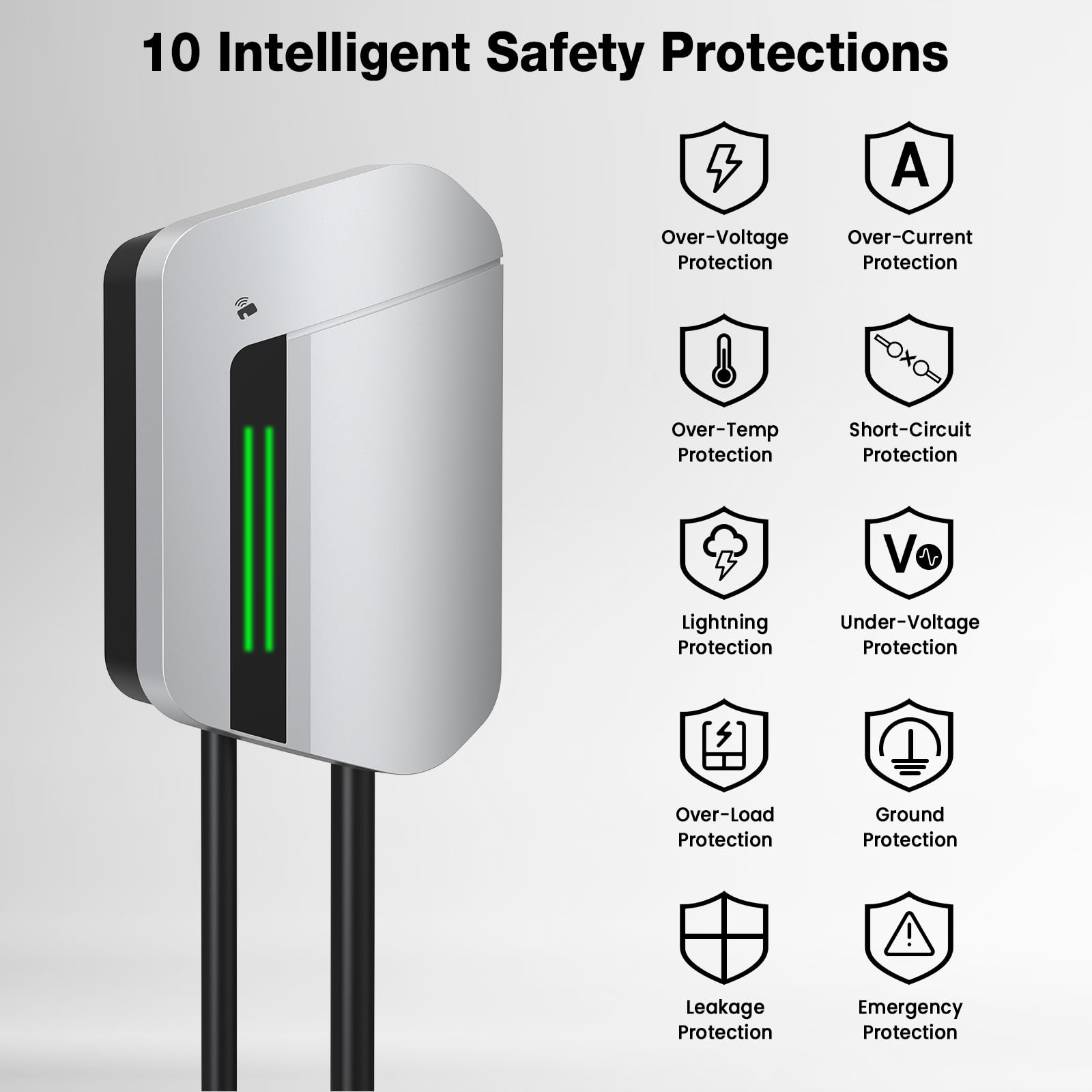 Level 2 Electric Car Charger up to 48A,240V, Indoor/Outdoor J1772