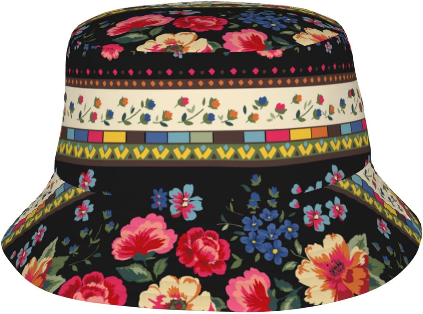 ZEWASIILKatie+Skulls+Themed+ReVintage Rose Skull Bucket Hat Beach Travel Fisherman Hat Packable Sun Hat Cap for Unisex Women Men